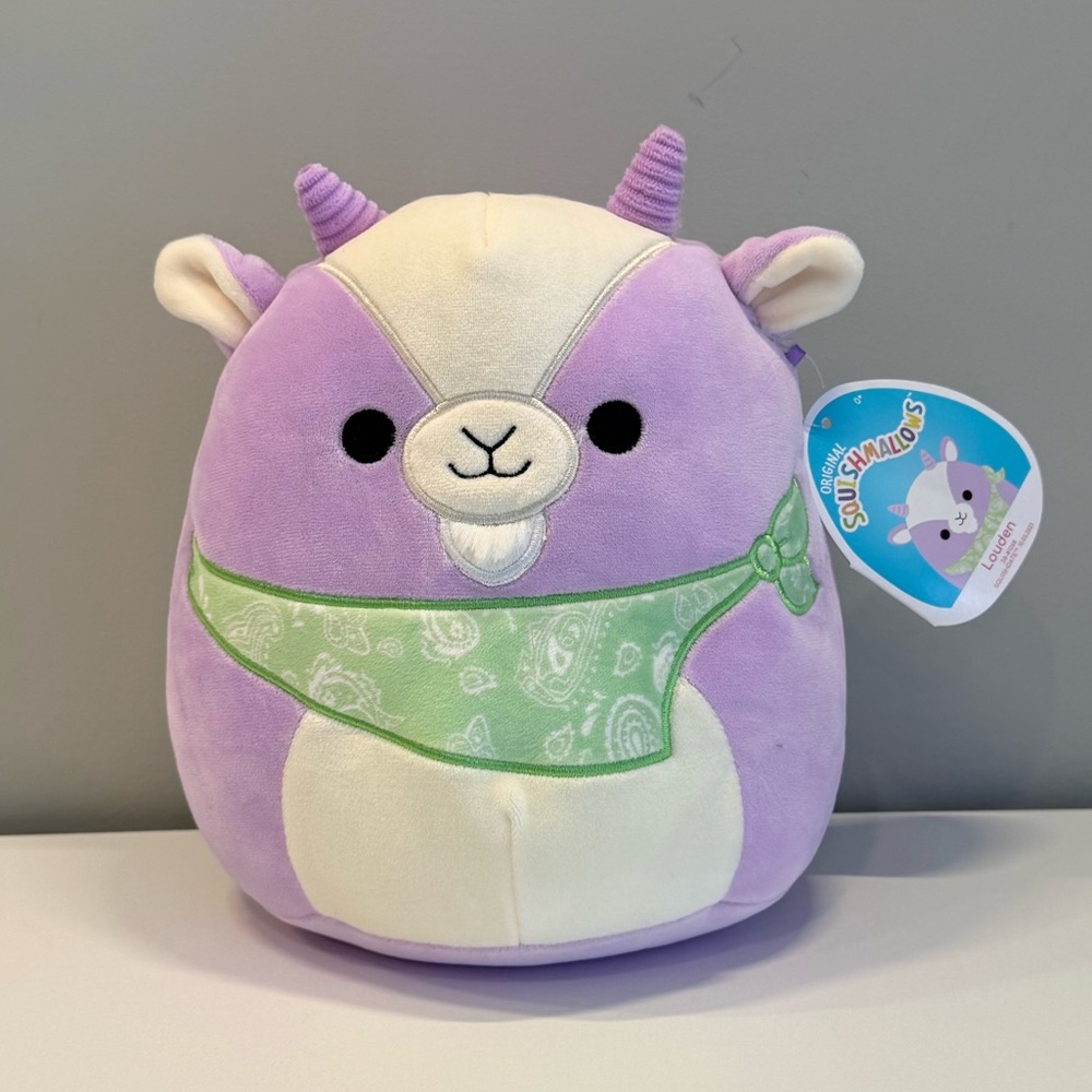 Brand New 8” Loudon Squishmallow  Purple and White Plush with Green Accent